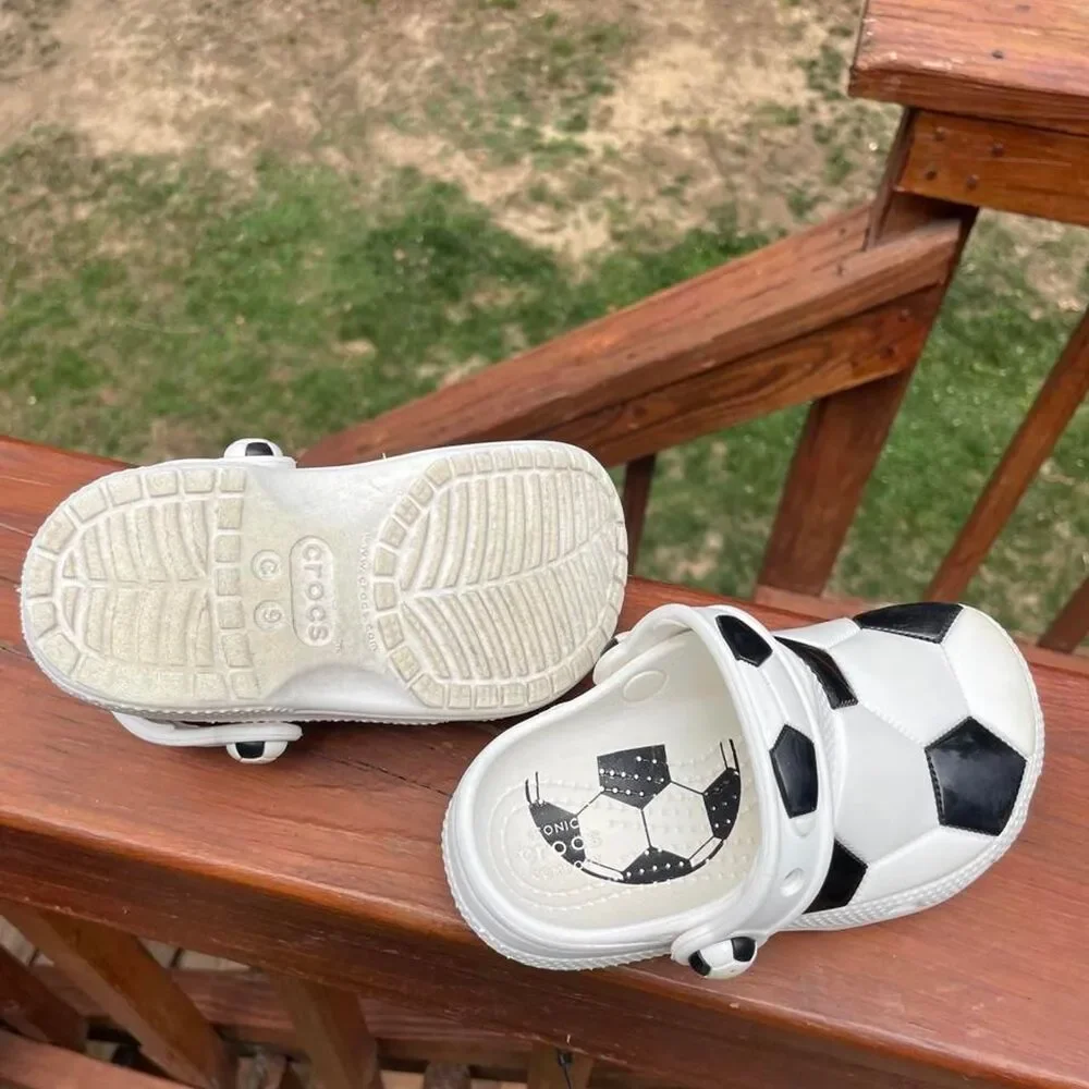Toddler 9 Crocs Soccer Ball Water shoes Clogs